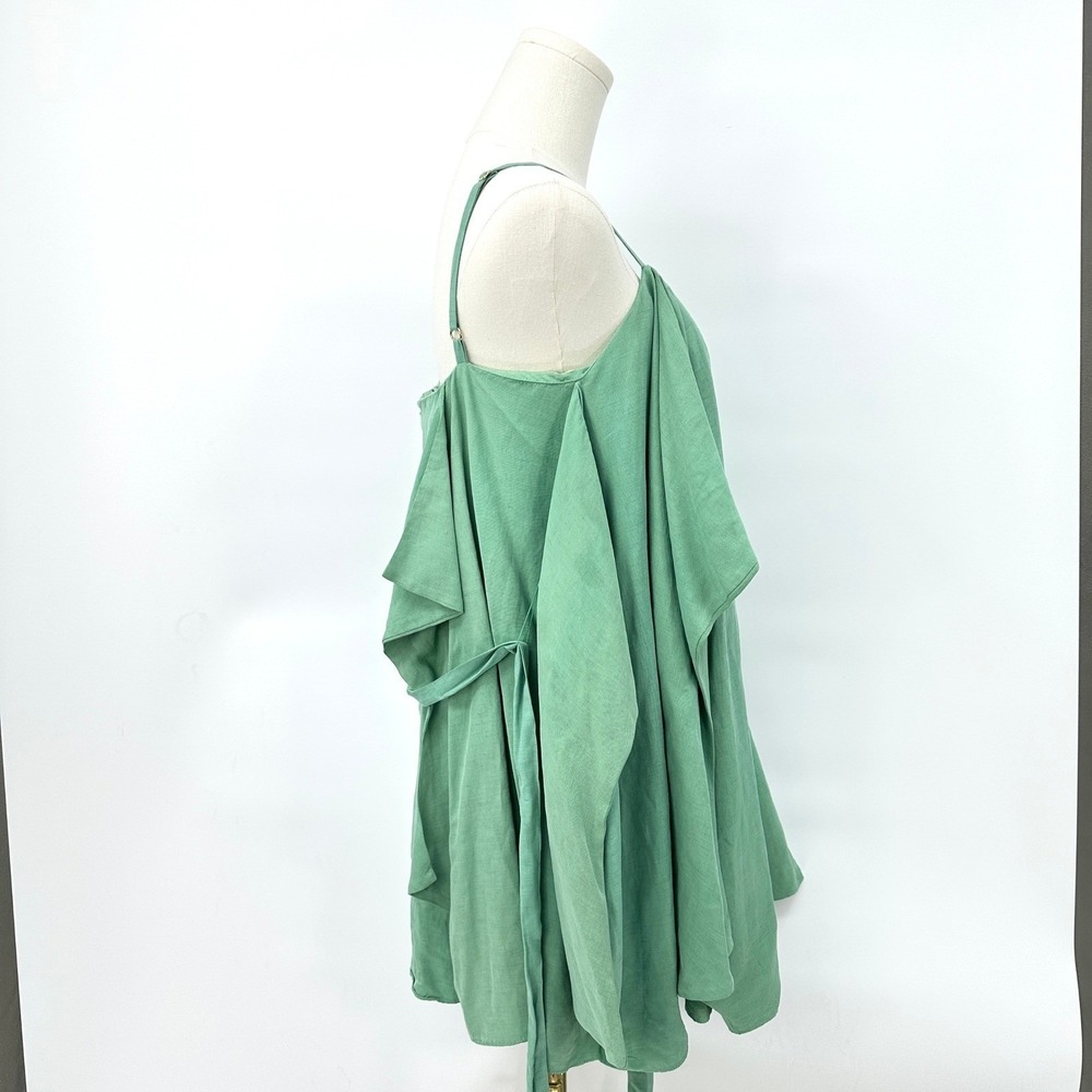 Camilla and Marc Cleo Linen Frock Napkin Dress 10 Mint Green Earthy Naturecore - Picture 3 of 11